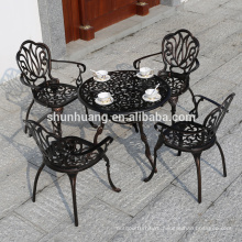 Waterproof outdoor metal furniture cast aluminum dining set armrest chair round table outdoor patio furniture
